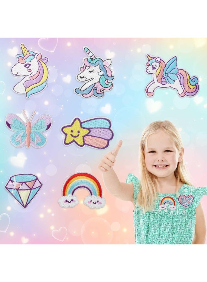 fantasize 8pcs Dreamy Unicorn Iron-On Patches for Girls – Embroidered Heart, Butterfly, Diamond Patches for DIY Clothing, Backpack, Hat, Jeans, Dresses - Image 5